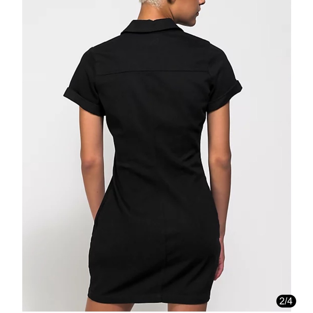 Dickies Dress - black worker dress short sleeve mini button front - Picture 2 of 10